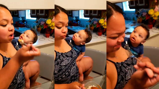 Desliza las imágenes para ver la curiosa reacción de un bebé al ver que su madre no quería invitarle su comida. Foto: ViralHog