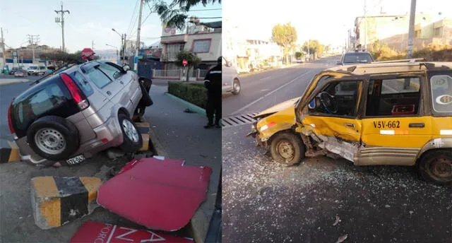 Así quedaron los dos vehículos tras protagonizar los accidentes. Foto: Municipalidad de Socabaya.