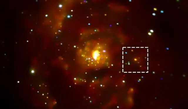 Ubicación del candidato a planeta en la galaxia M51. Crédito: Di Stefano et al.
