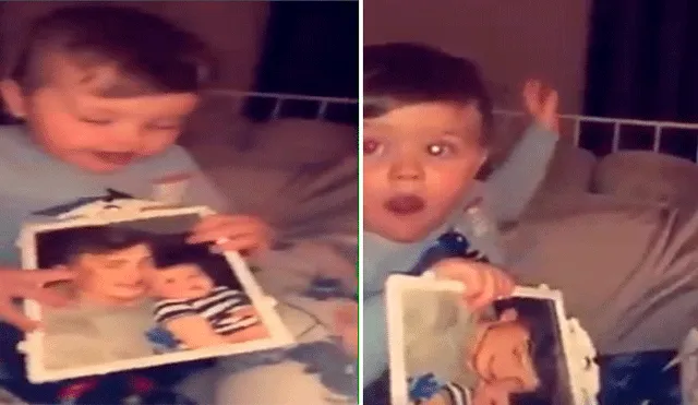 Bebé mira foto de su papá fallecido y tiene escalofriante reacción [VIDEO]