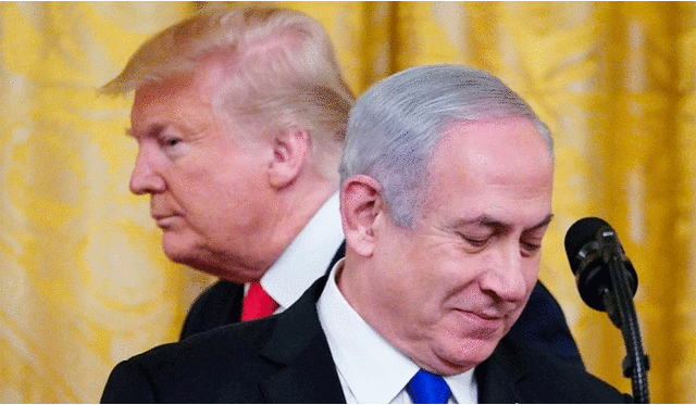 Donald Trump y Benjamín Netanyahu en la presentación del "Acuerdo del Siglo". Foto: AFP.