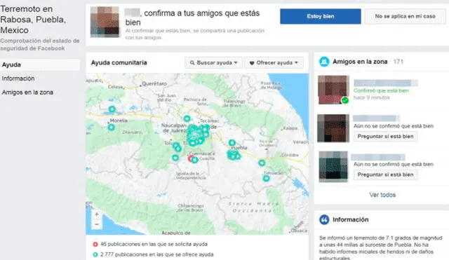 Facebook activó la función 'Safety Check' tras terremoto en México