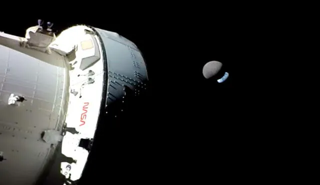 La Luna ocultó a la Tierra desde la perspectiva de la nave Orión. Fotocaptura: NASA