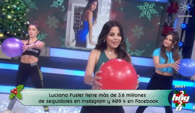 Luciana Fuster enseña rutina de ejercicios en programa Hoy de Televisa. Foto: captura Televisa