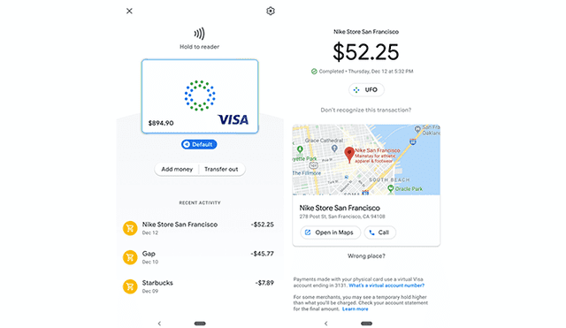 Captura de pantalla de la aplicación de pagos de Google.
