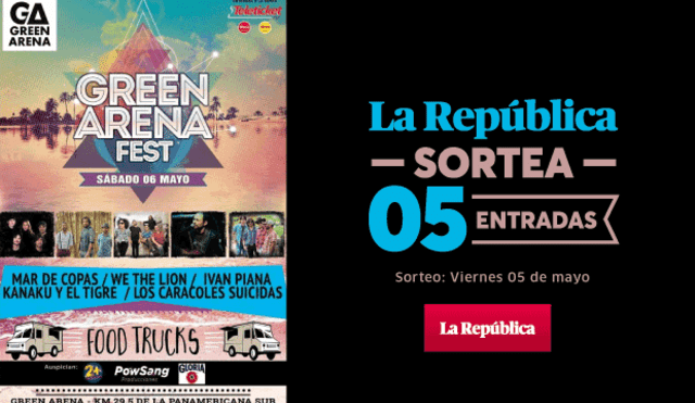 Lista de ganadores: La República te regala 5 entradas para el “Green Arena Fest” que reunirá a Mar de Copas, We the Lion y otras bandas