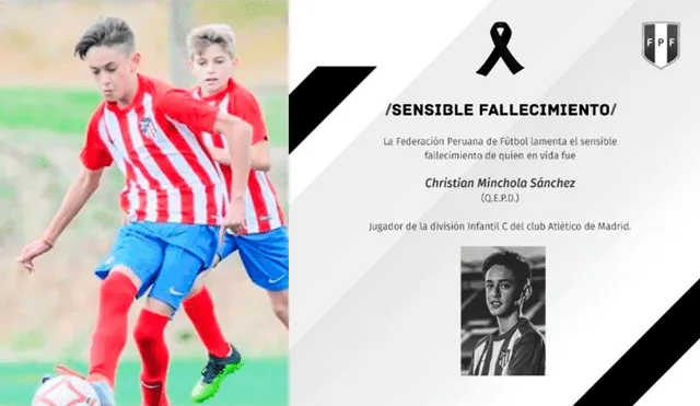 Christian Minchola: FPF envía condolencias a la familia del juvenil peruano del Atlético de Madrid.