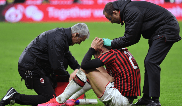 Zlatan Ibrahimovic se lesionó entrenando con el AC Milan. Foto: AFP