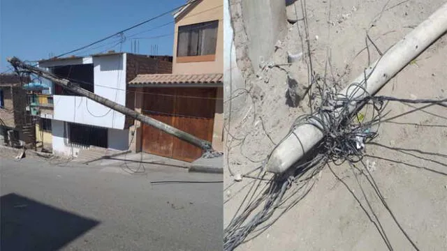 Caída de poste de luz en Chorrillos. Créditos: Whatsapp RTV.