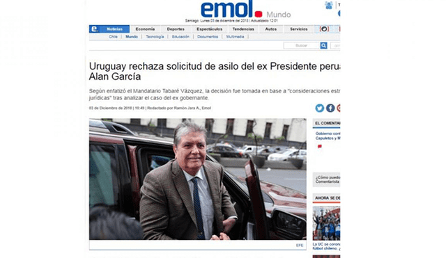 Así informó la prensa mundial sobre el rechazo al pedido de asilo de Alan García
