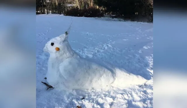 Desliza las imágenes para ver la enorme escultura de nieve que hicieron los integrantes de una familia con la apariencia de su ave. Foto: Wendell The Diva/ Instagram