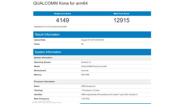 Características del procesador  Qualcomm Snapadragon 865 o "Kona".