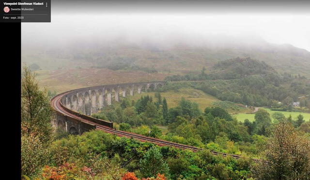 Desliza las imágenes para ver cómo luce realmente el tren que inspiró al famoso expreso de Hogwarts que aparece en Harry Potter. Foto: Captura de Google Maps