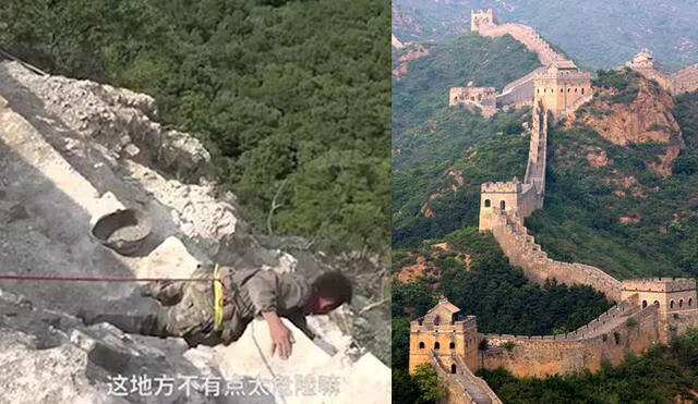 YouTube: ¿cómo reparan la Gran Muralla China? Así arriesgan sus vidas quienes lo hacen