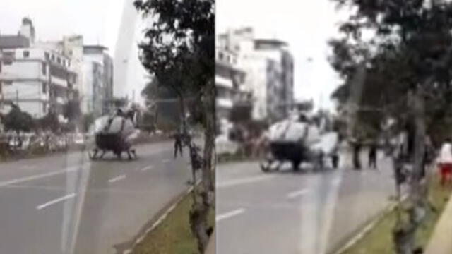 Jesús María: helicóptero de la PNP aterrizó de emergencia en plena avenida Brasil [VIDEO]