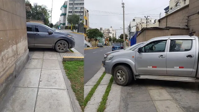 #YoDenuncio: vehículos estacionados en vereda impiden paso a transeúntes