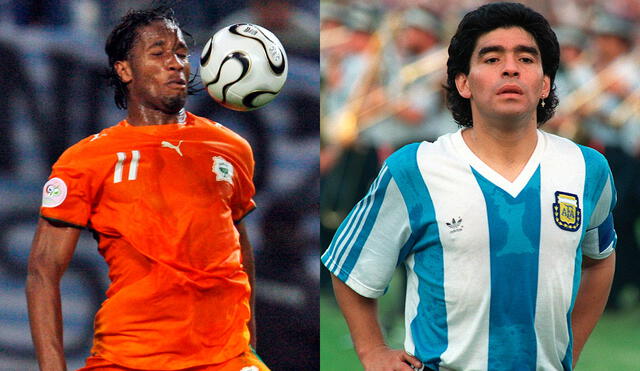 Didier Drogba conoció a Maradona en el Mundial e 2018. Foto: AFP