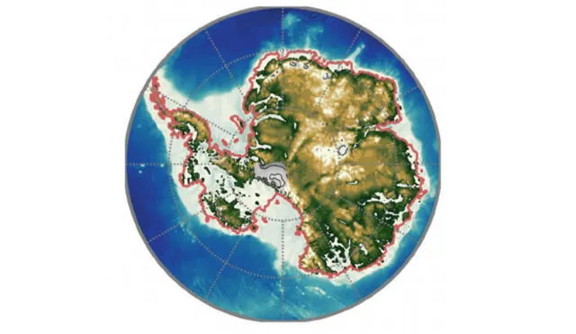 Simulación muestra cómo se verá la Antártida tras el peor escenario de aumento de temperatura global. Foto: Garbe et al.