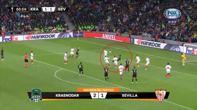 Krasnodar vs Sevilla: compañero de Cueva anota el 2-1 con espectacular ‘chalaca’ [VIDEO]