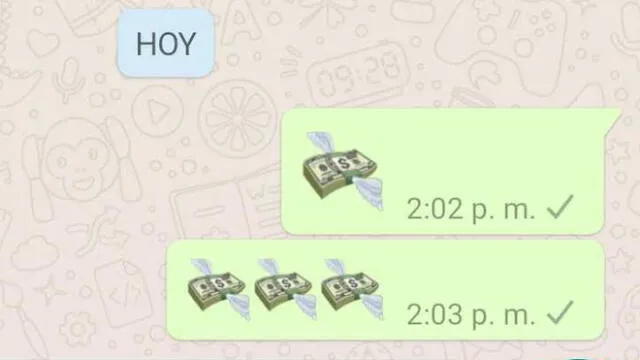 El emoji de WhatsApp del billete con alas.