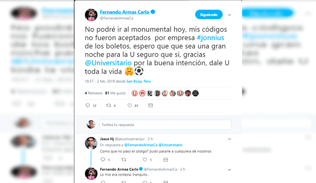 Fernando Armas tuvo problemas con sus boletos para la Noche Crema 2019