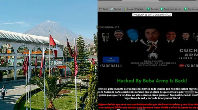 Página web de la Municipalidad de Arequipa fue atacada por breves minutos por grupo Beba Army.