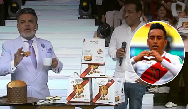 Andrés Hurtado probó los panetones de la marca de Christian Cueva "CC10". Foto: captura de Panamericana TV