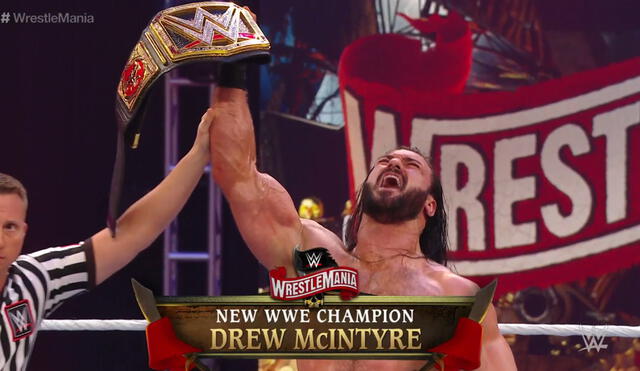 Brock Lesnar pierde en Wrestlemania 36 y Drew McIntyre es el nuevo campeón mundial de WWE. Foto: WWE