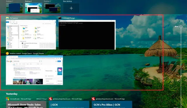Usa la vista de Task View para crear un nuevo escritorio libre de cualquier programa. Imagen: Windows Central.