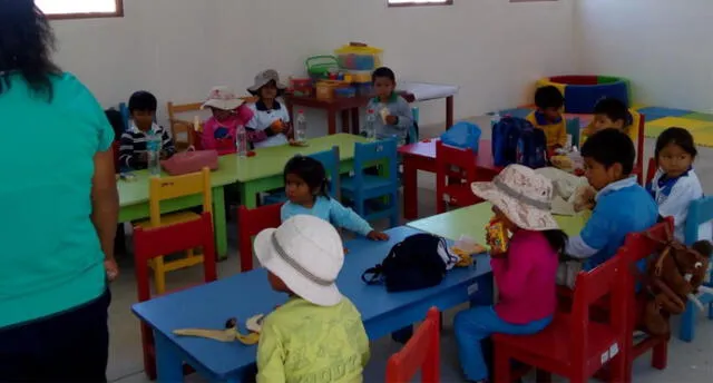 Niños de inicial en Mirave inician clases en módulos