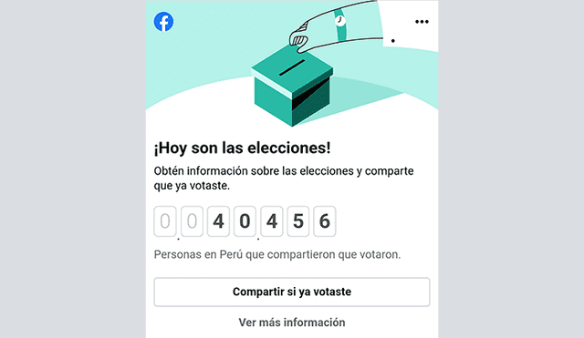 Elecciones congresales 2020 | Facebook activa botón "He votado"