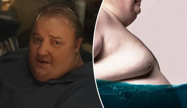 Brendan Fraser protagoniza "The whale", película en la que interpreta a un hombre con obesidad severa y que intenta reconectar con su hija en una espiral llena de intensas emociones. Foto: composición/A24
