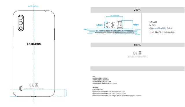 Certificación de la FCC para el Samsung Galaxy A01.