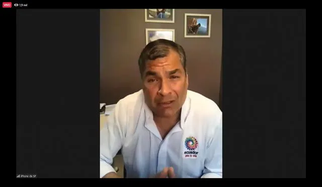 En una rueda de prensa virtual Rafael Correa oficializó lo que era un rumor en Ecuador. Foto: captura