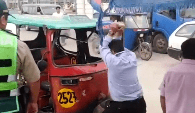 Mototaxista destruye vehículo antes de que SAT lo incaute [VIDEO]