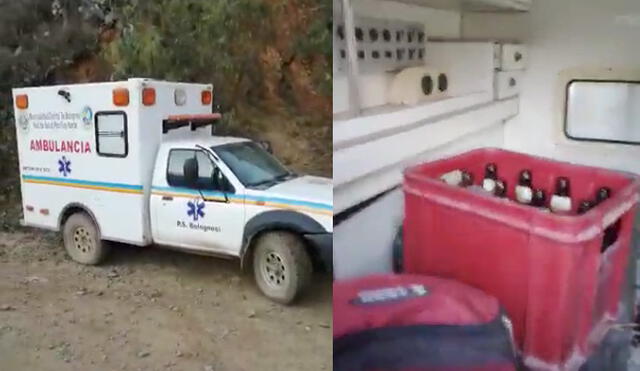 Policía encuentran cajas de cerveza en una ambulancia