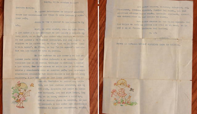 Carta que Oswaldo Reynoso envió a su sobrina desde China. Foto: La República.