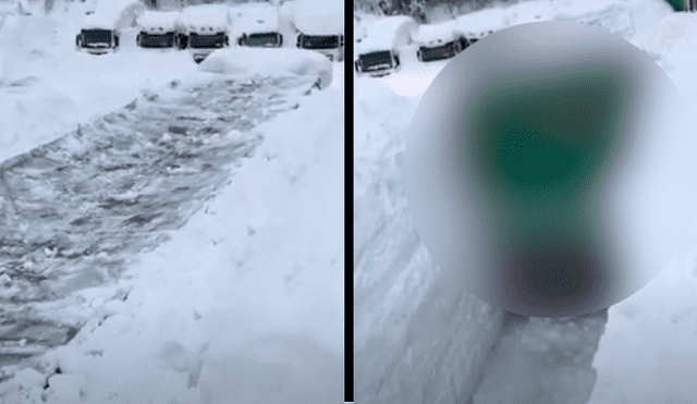 YouTube: Enorme cuerpo queda enterrado bajo la nieve y cuando se mueve deja atónitos a miles [VIDEO]