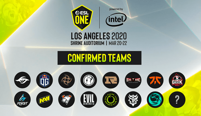 Equipos clasificados a la Major ESL ONE Los Angeles 2020 de Dota 2.