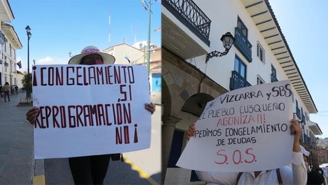 Cientos de empresarios protestaron por las calles de Cusco pidiendo a las entidades financieras, congelar sus deudas.