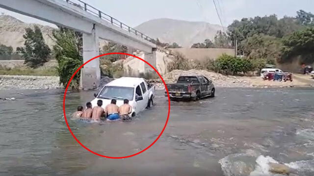 Familia queda atrapada en vehículo al intentar pasar río en Cieneguilla [VIDEO]
