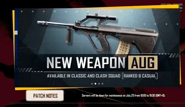 AUG es la nueva arma que llega a Free Fire.