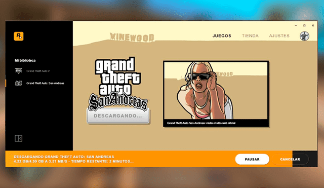 Descarga completamente gratis GTA San Andreas en tu PC desde el cliente RockStar Games Launcher.
