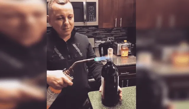 YouTube: usa soplete para abrir botella de vino y todo acaba mal [VIDEO]