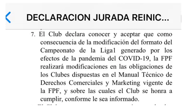 FPF: Óscar del Portal hace una observación del Declaración Jurada enviada a los clubes de la Liga 1.