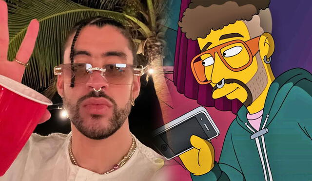 Bad Bunny apareció en un capítulo de Los Simpson, donde rompe el celular de Homero. Foto: composición LR/Fox