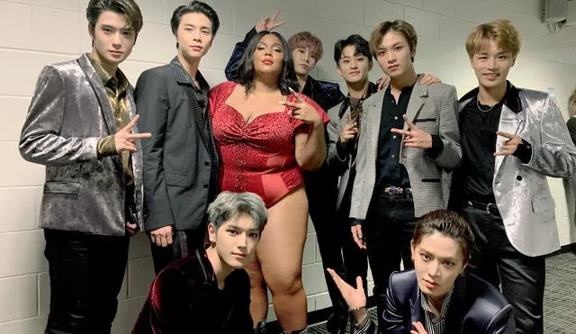 NCT 127 y Lizzo en el backstage de Poptopia 2019.