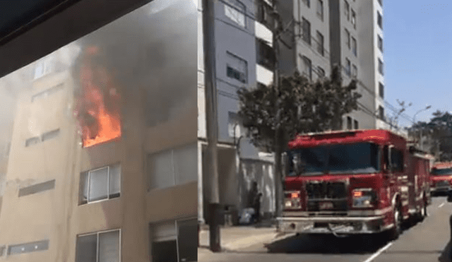 Reportan incendio en edificio multifamiliar de Miraflores [VIDEO]
