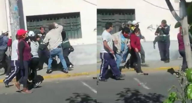 Transportistas agredieron a inspectores de la municipalidad provincial de Arequipa, que realizaba operativo de fiscalización. Fotos: Cortesía.