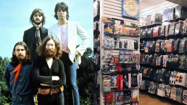 The Beatles e imágenes de mercancía. Foto: composición